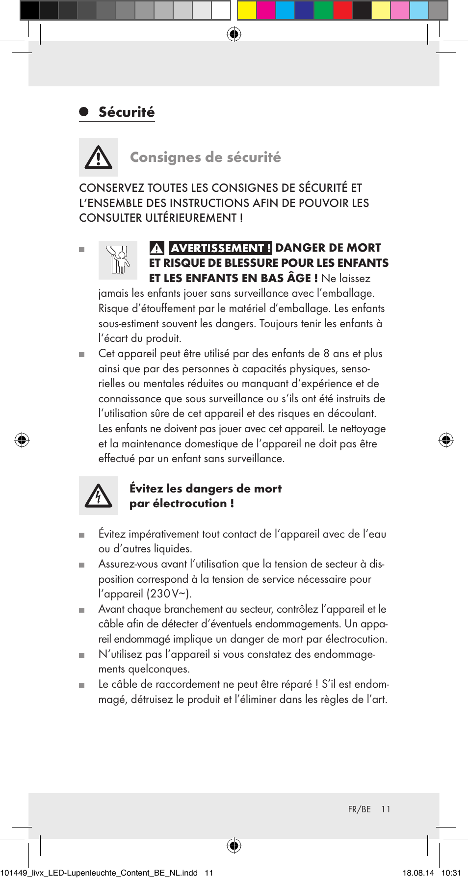 Sécurité consignes de sécurité | Livarno 101449-14-01-BS User Manual | Page 11 / 25