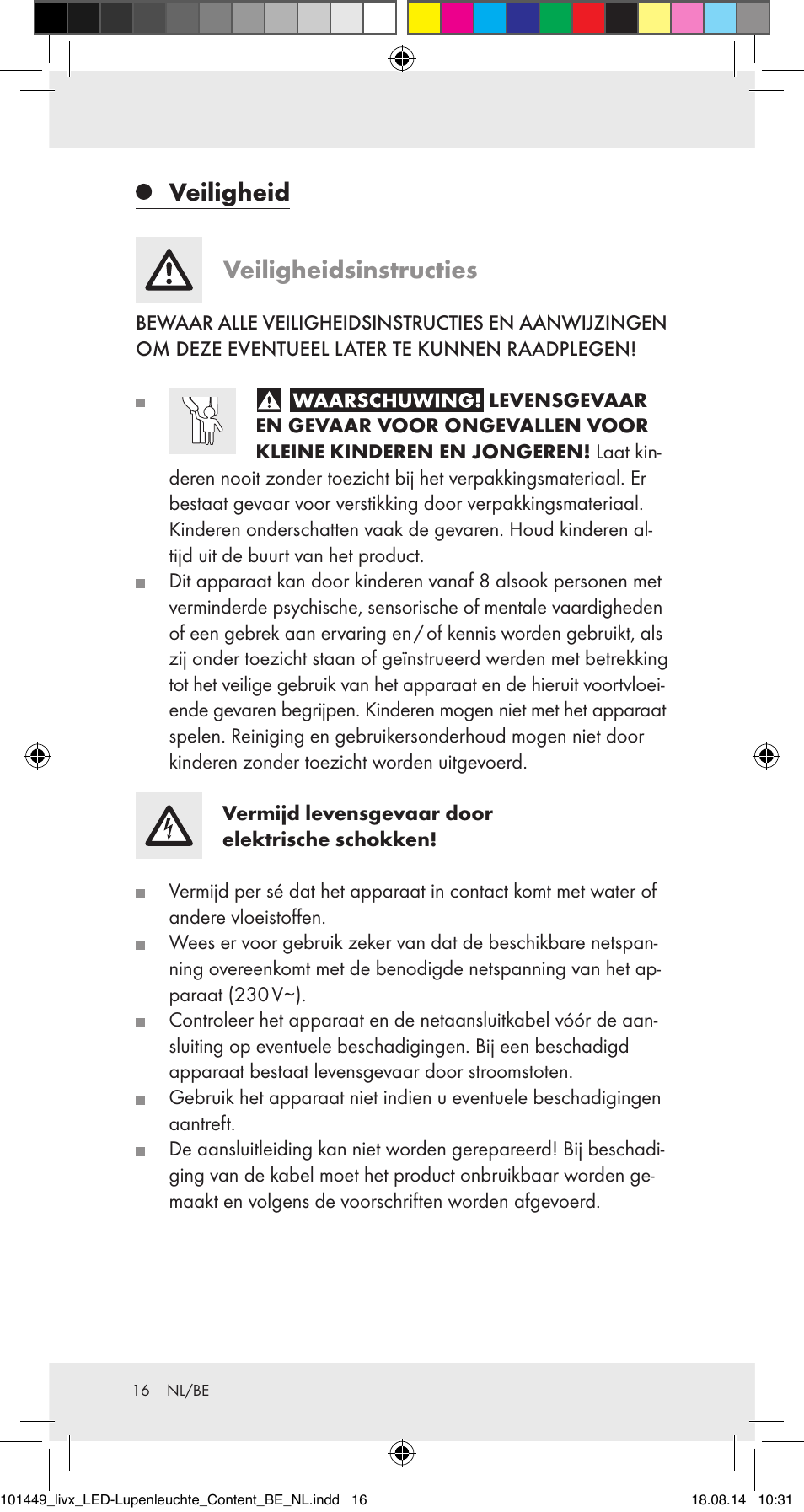 Veiligheid veiligheidsinstructies | Livarno 101449-14-01-BS User Manual | Page 16 / 25