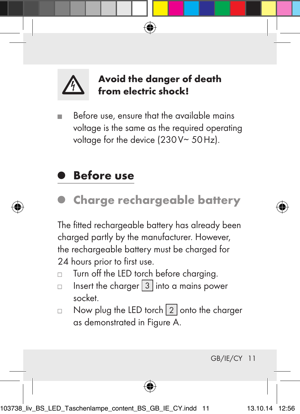 Before use charge rechargeable battery | Livarno 103738-14-01-BS User Manual | Page 11 / 32