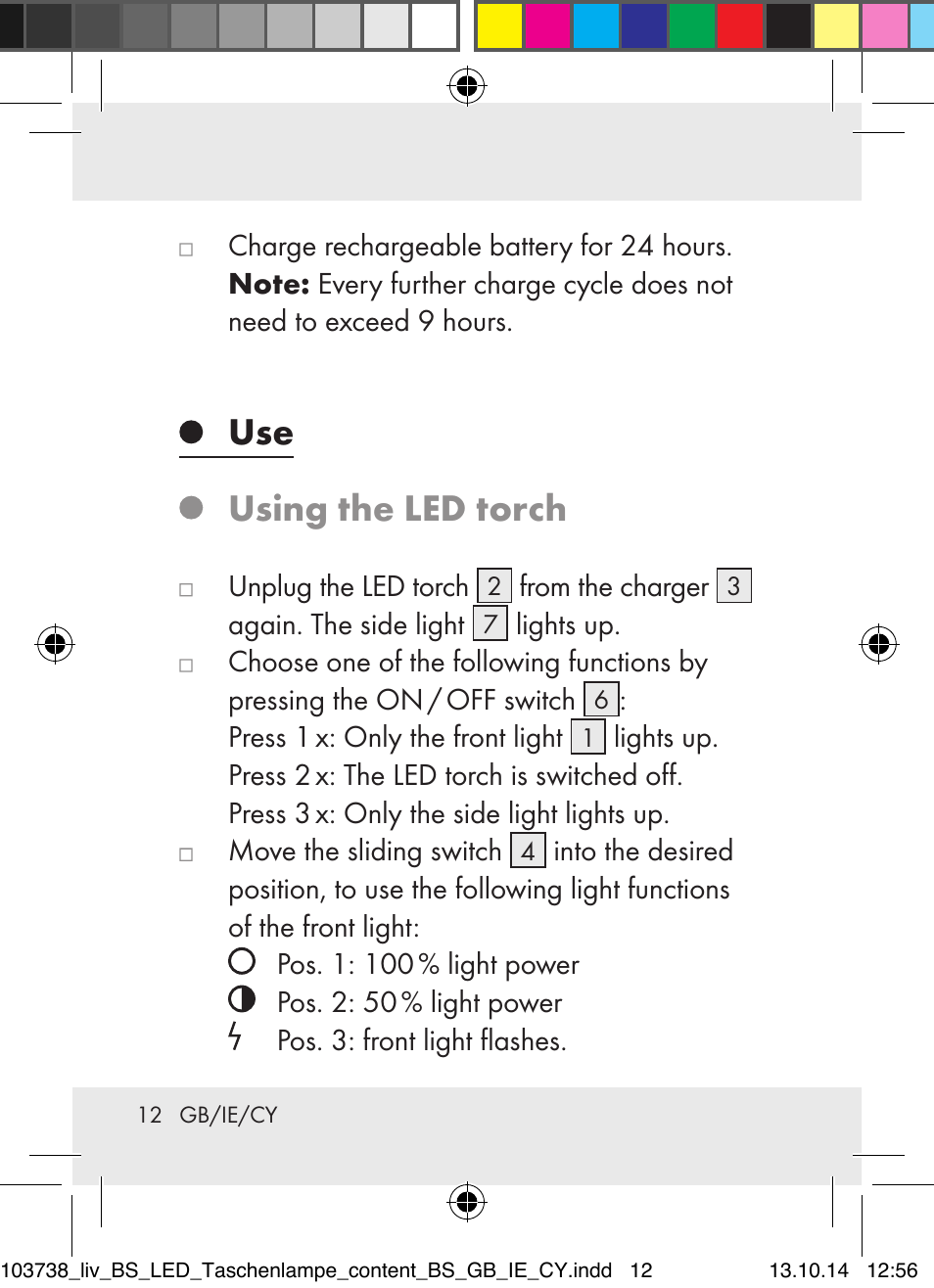 Use using the led torch | Livarno 103738-14-01-BS User Manual | Page 12 / 32
