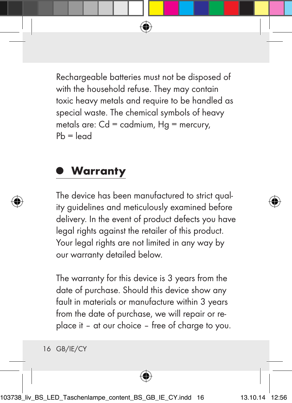 Warranty | Livarno 103738-14-01-BS User Manual | Page 16 / 32