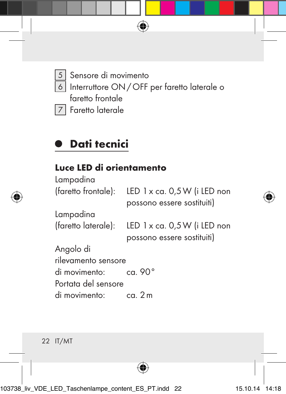 Dati tecnici | Livarno 103738-14-01-BS User Manual | Page 22 / 74