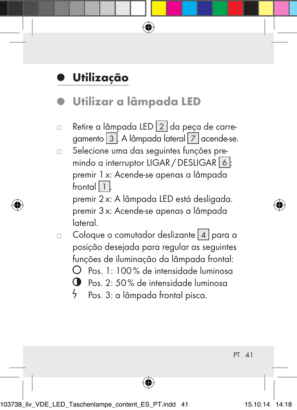 Utilização utilizar a lâmpada led | Livarno 103738-14-01-BS User Manual | Page 41 / 74