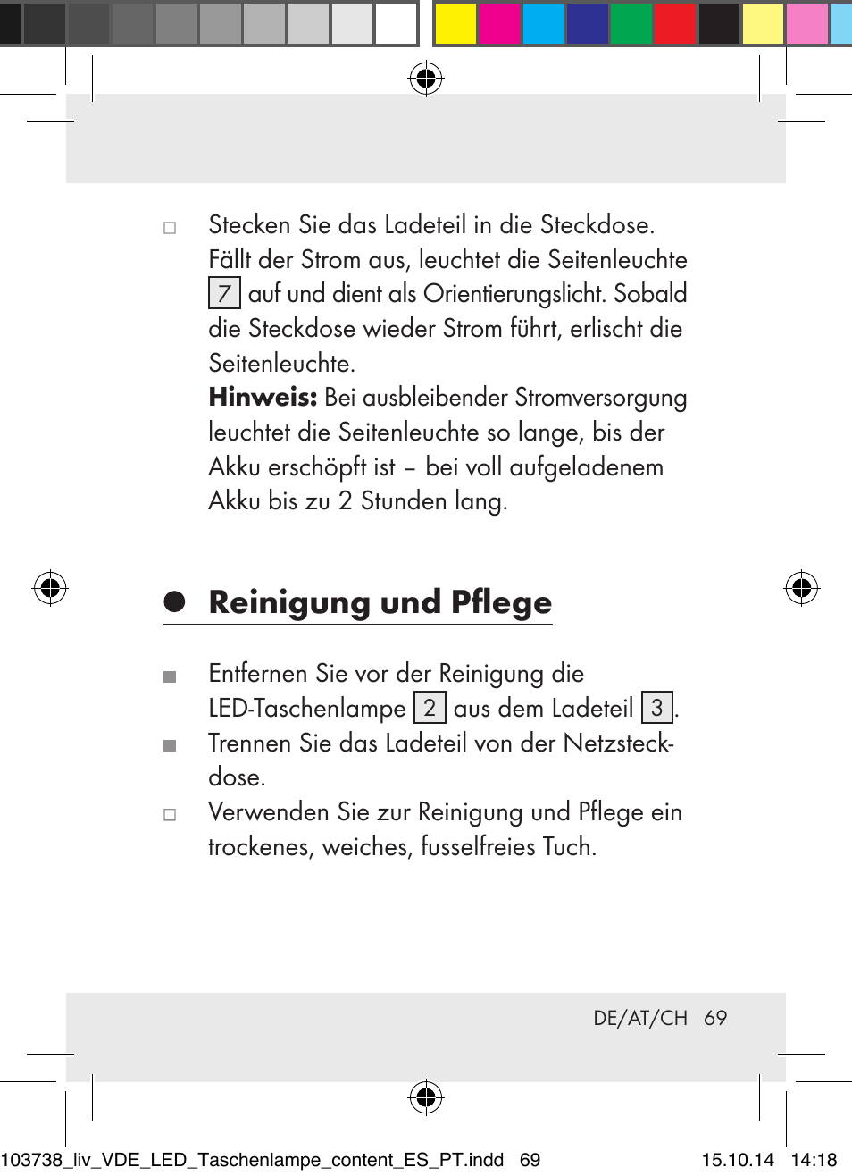 Reinigung und pflege | Livarno 103738-14-01-BS User Manual | Page 69 / 74