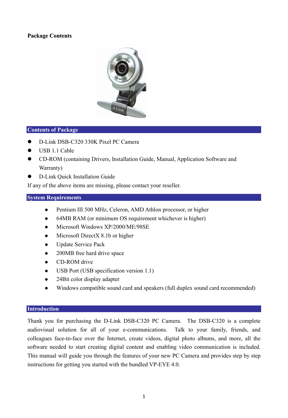 D-Link 330K Pixel User Manual | Page 3 / 13