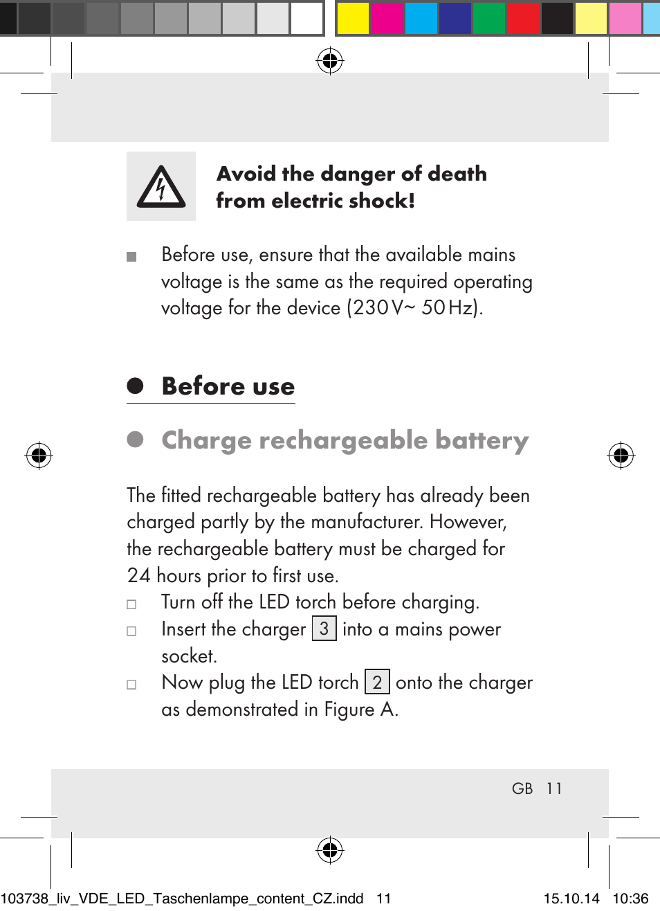 Before use charge rechargeable battery | Livarno 103738-14-01-BS User Manual | Page 11 / 45