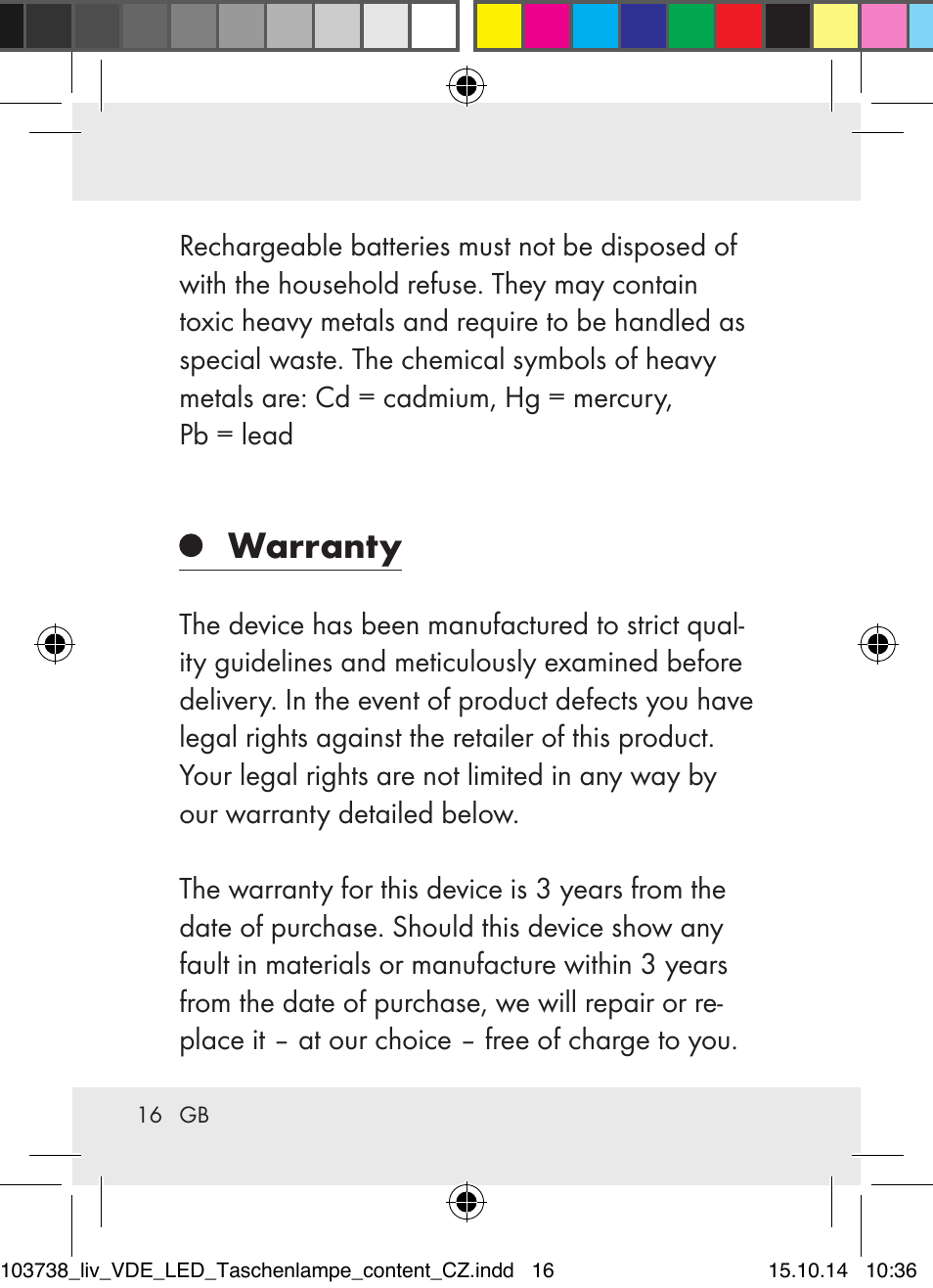 Warranty | Livarno 103738-14-01-BS User Manual | Page 16 / 45