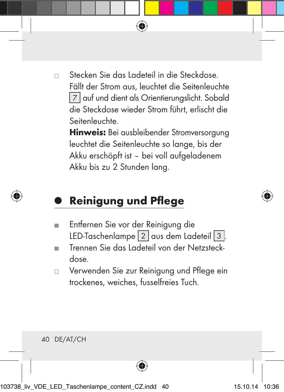 Reinigung und pflege | Livarno 103738-14-01-BS User Manual | Page 40 / 45