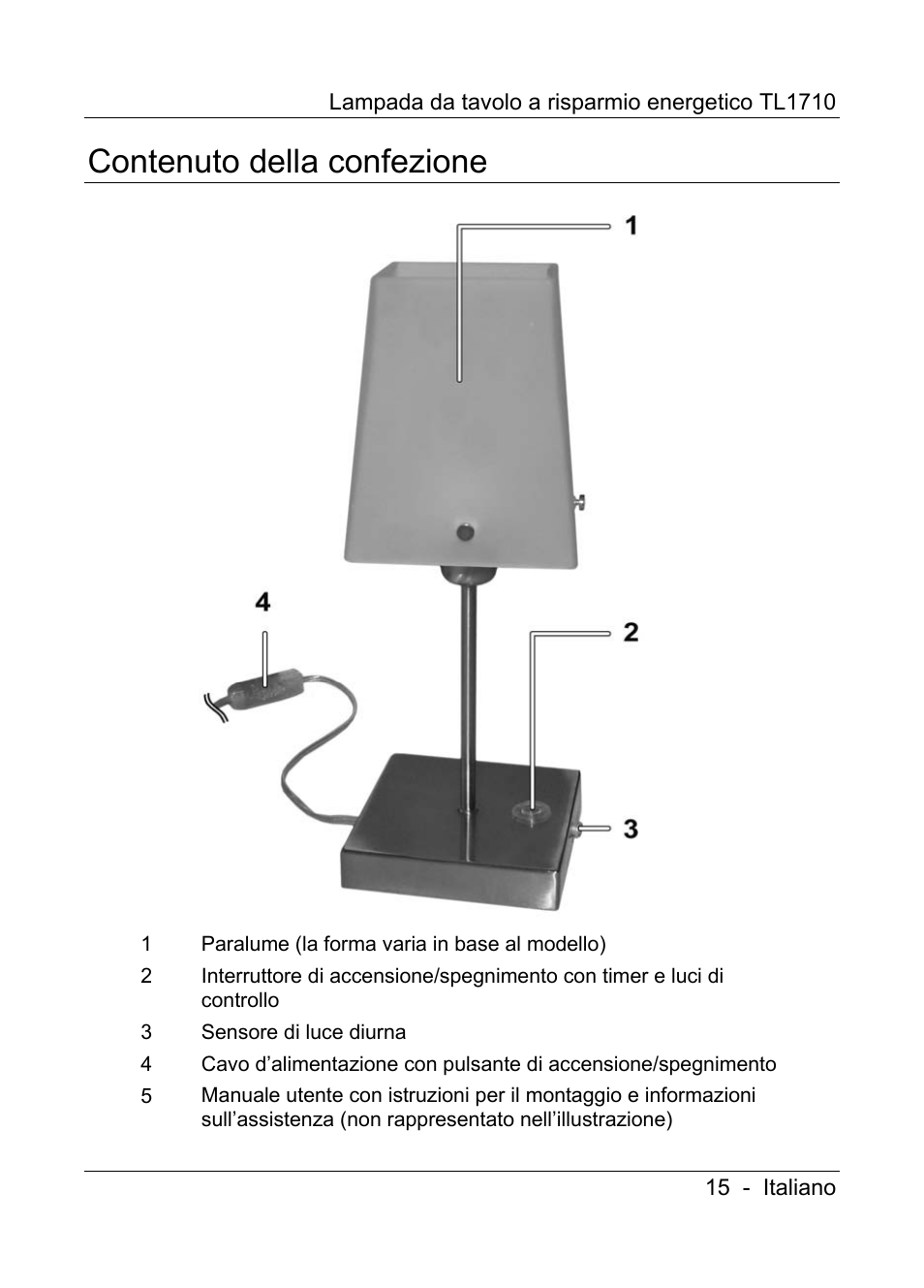 Contenuto della confezione | Livarno TL1710 User Manual | Page 17 / 65