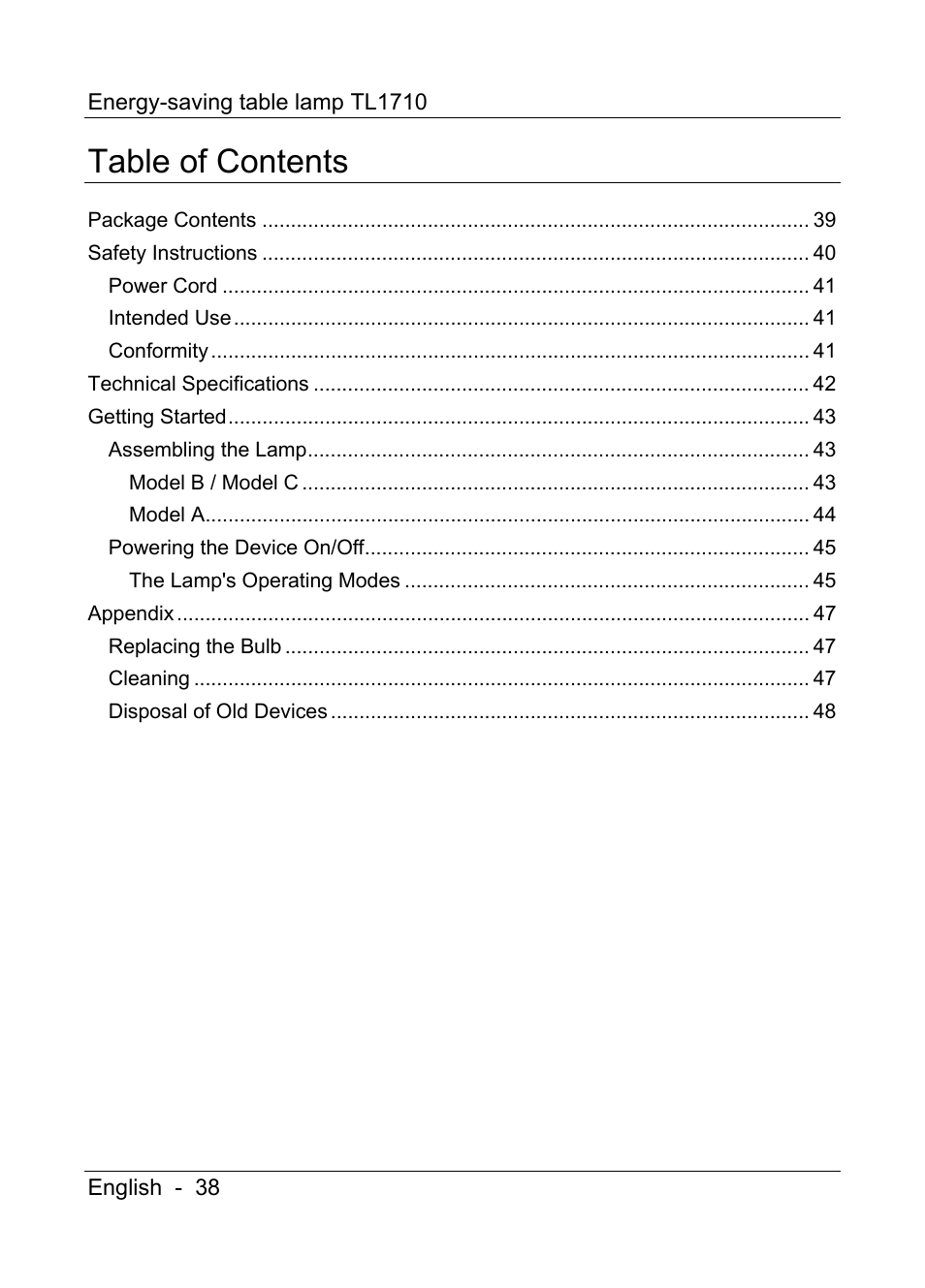 Livarno TL1710 User Manual | Page 40 / 65