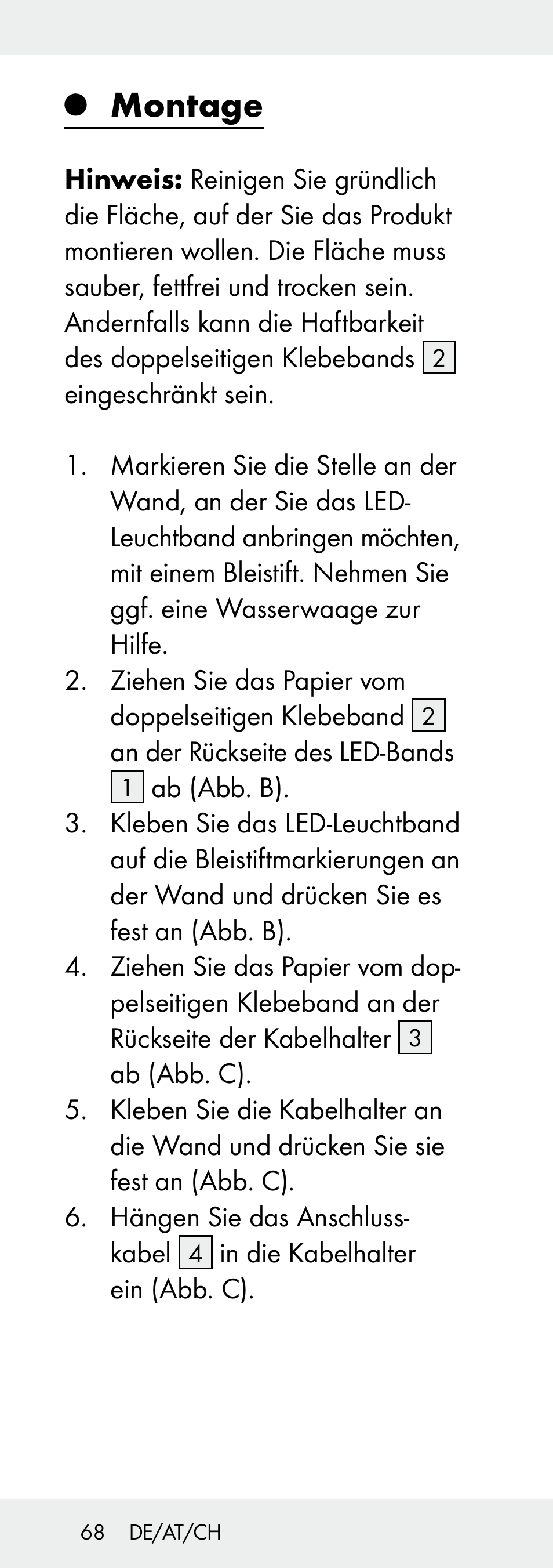 Montage | Livarno Z31392A-BS User Manual | Page 68 / 72