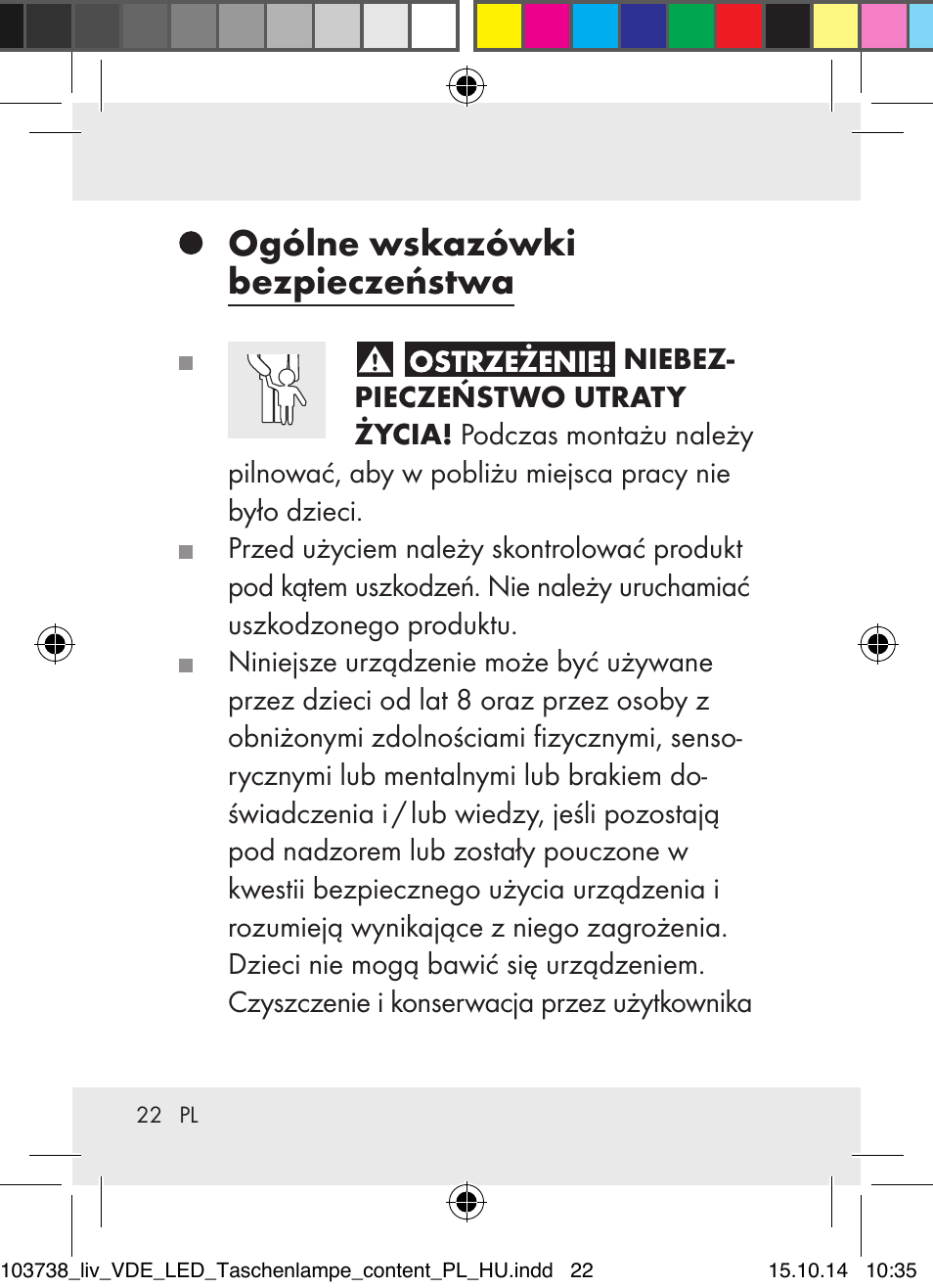 Ogólne wskazówki bezpieczeństwa | Livarno 103738-14-01-BS User Manual | Page 22 / 59