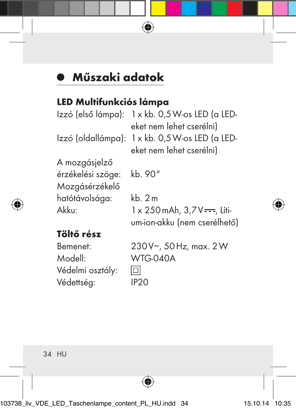 Műszaki adatok | Livarno 103738-14-01-BS User Manual | Page 34 / 59