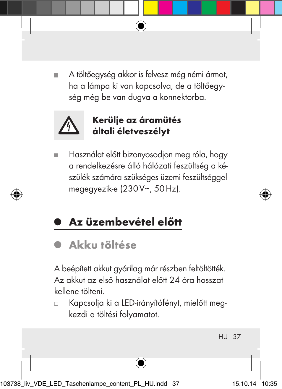 Az üzembevétel előtt akku töltése | Livarno 103738-14-01-BS User Manual | Page 37 / 59