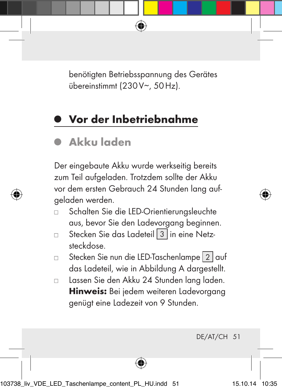 Vor der inbetriebnahme akku laden | Livarno 103738-14-01-BS User Manual | Page 51 / 59