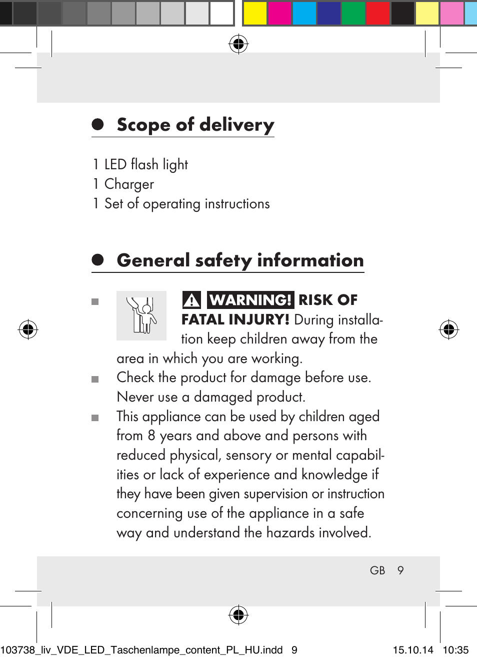 Scope of delivery, General safety information | Livarno 103738-14-01-BS User Manual | Page 9 / 59