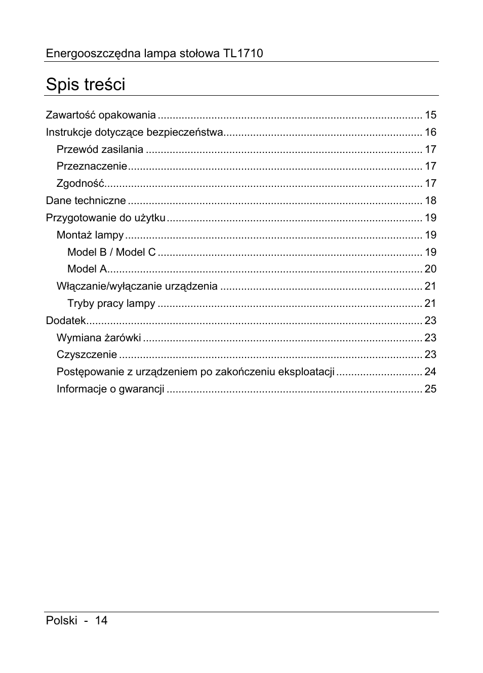 Livarno TL1710 User Manual | Page 16 / 89