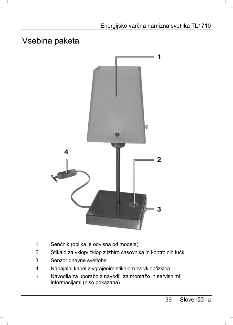 Vsebina paketa | Livarno TL1710 User Manual | Page 41 / 89