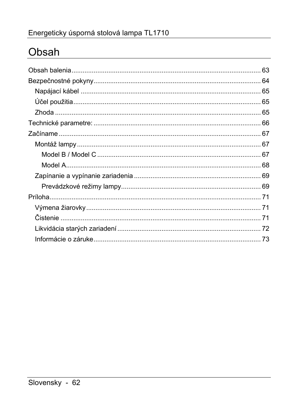 Livarno TL1710 User Manual | Page 64 / 89