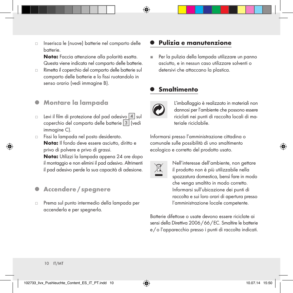 Montare la lampada, Accendere / spegnere, Pulizia e manutenzione | Smaltimento | Livarno 102733-14-01/102733-14-02 User Manual | Page 10 / 24