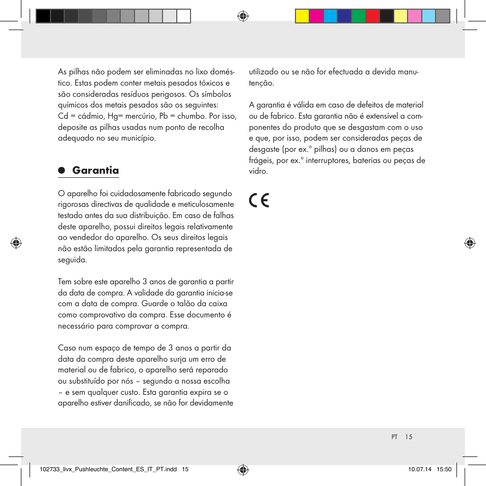 Garantia | Livarno 102733-14-01/102733-14-02 User Manual | Page 15 / 24