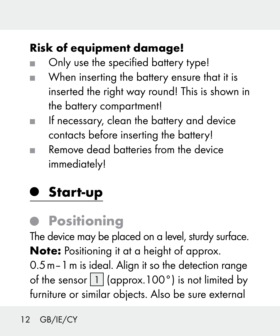 Start-up positioning | Livarno 100933-14-01 User Manual | Page 12 / 38