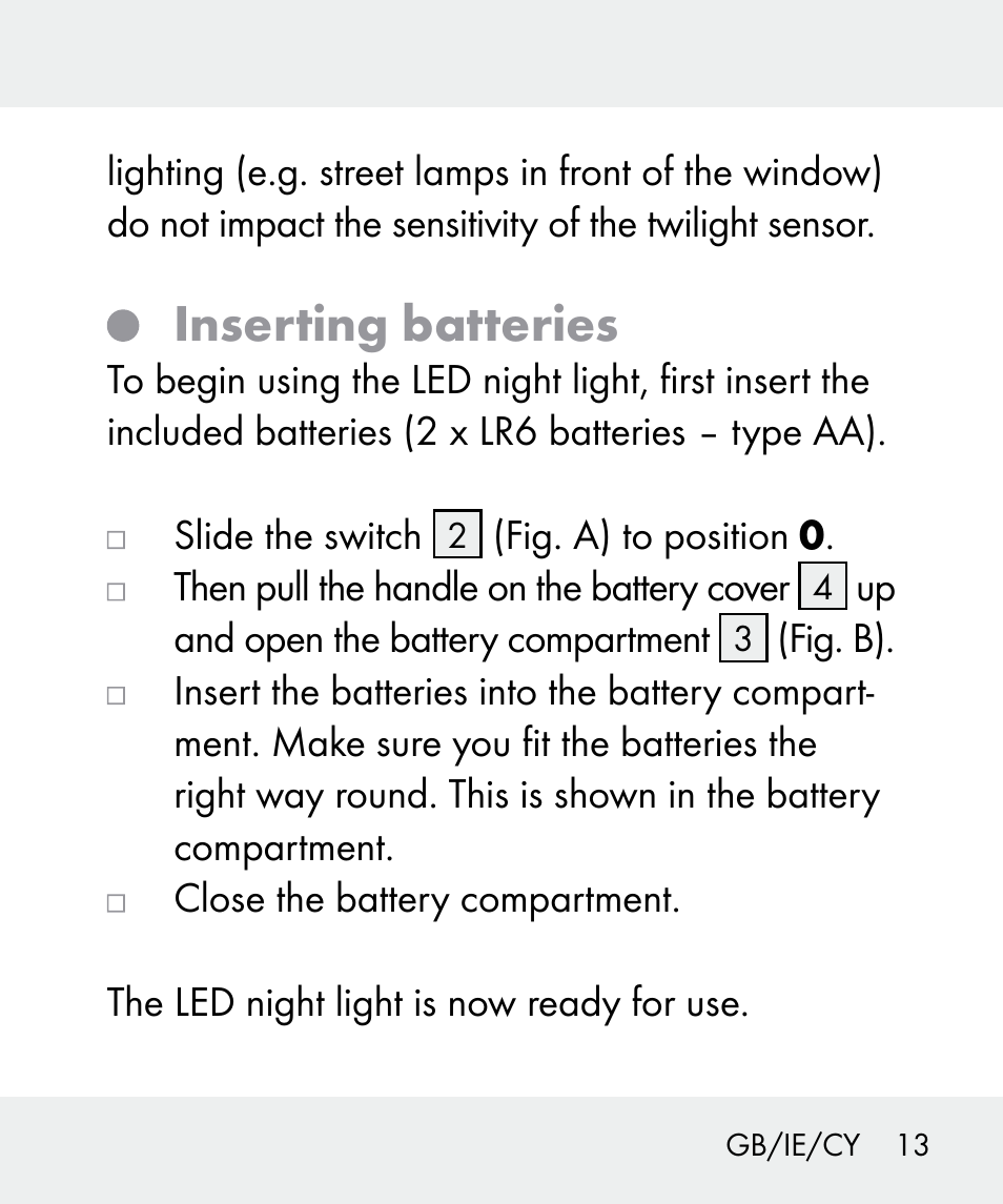 Inserting batteries | Livarno 100933-14-01 User Manual | Page 13 / 38