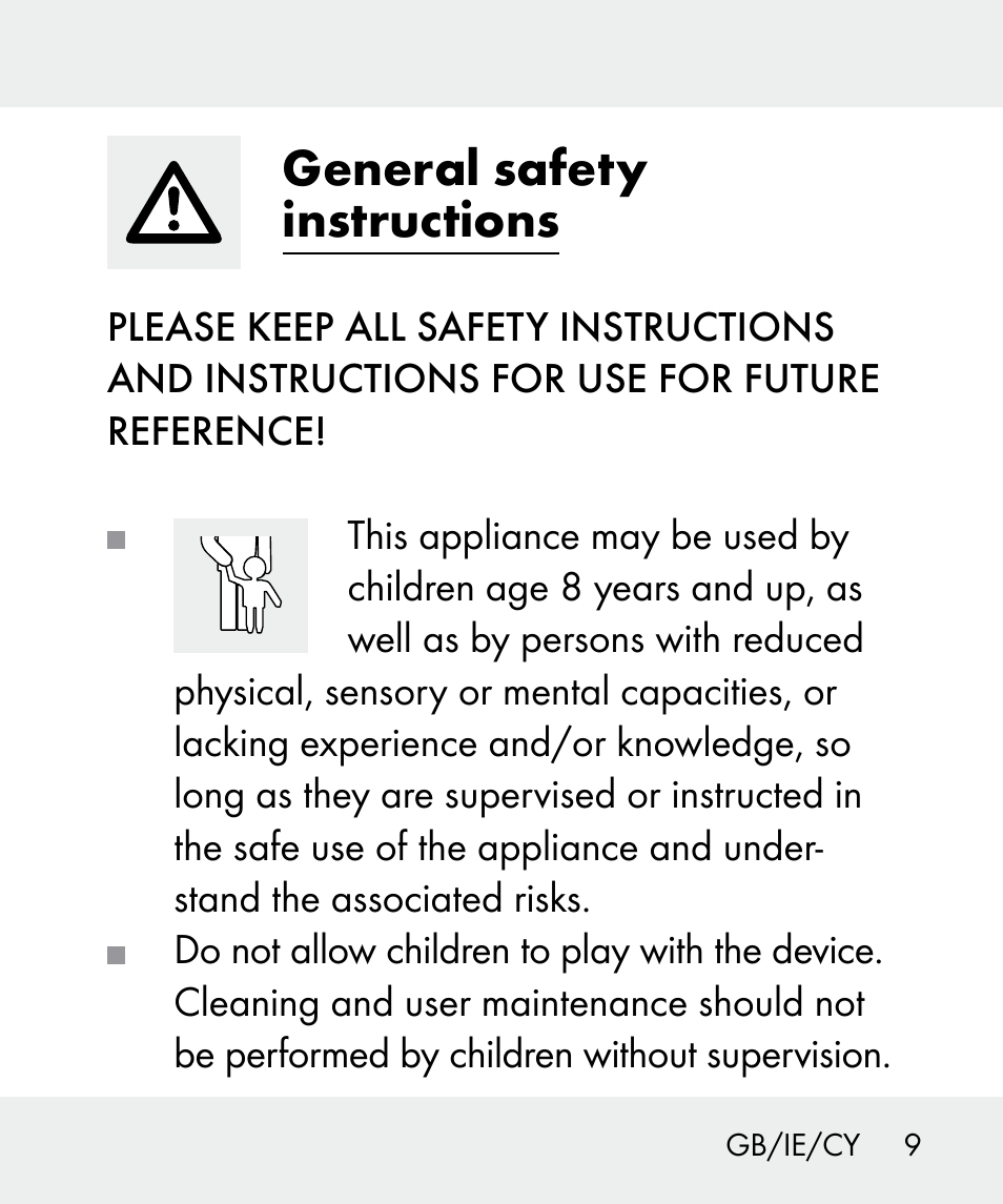 General safety instructions | Livarno 100933-14-01 User Manual | Page 9 / 38