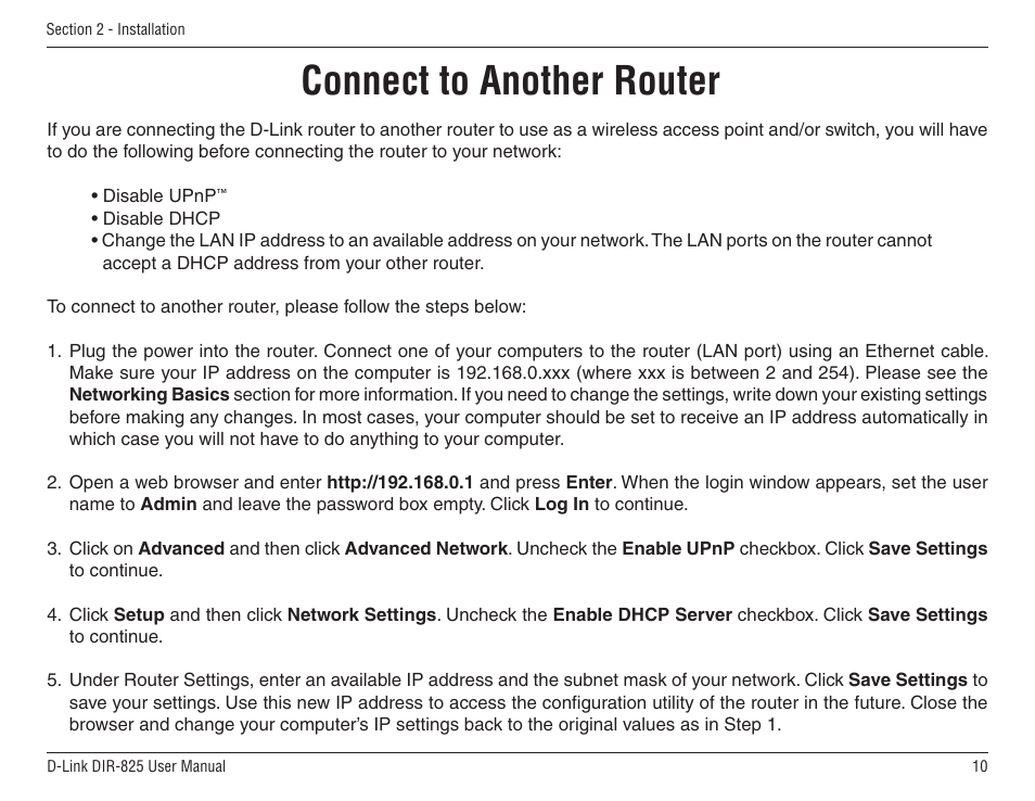 Connect to another router | D-Link DIR-825 User Manual | Page 14 / 108