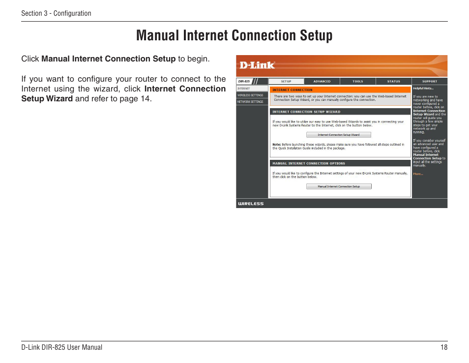 Manual internet connection setup | D-Link DIR-825 User Manual | Page 22 / 108
