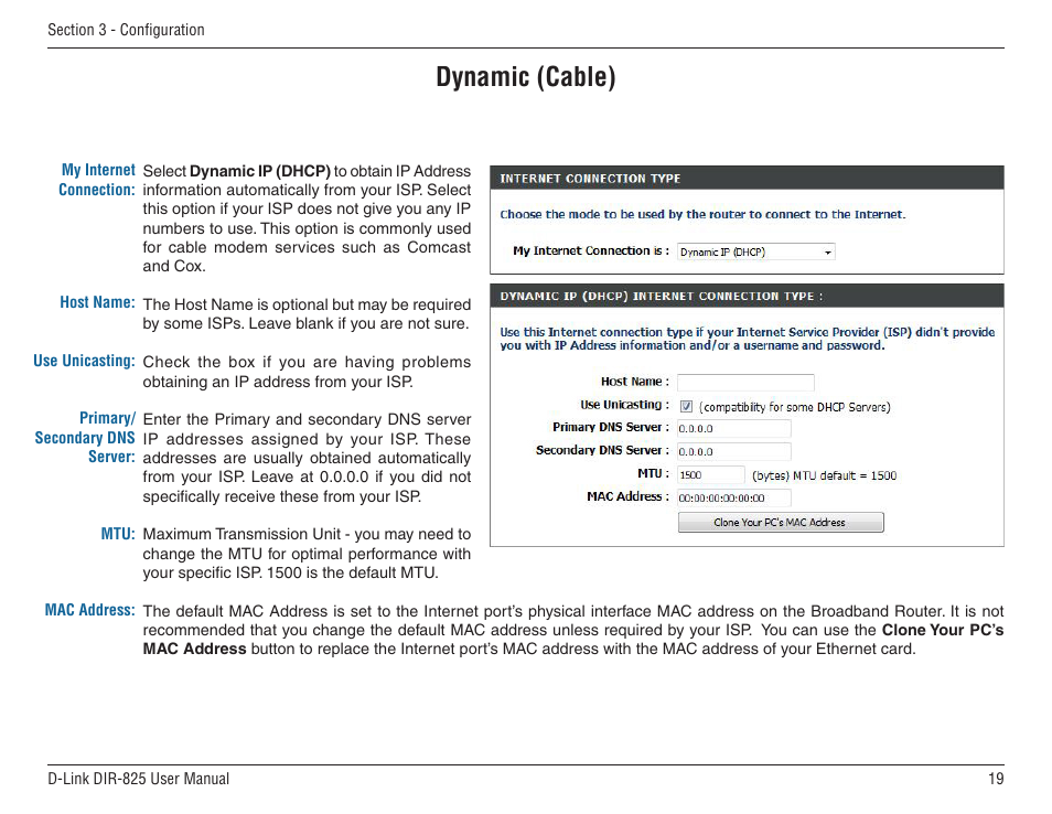 Dynamic (cable) | D-Link DIR-825 User Manual | Page 23 / 108