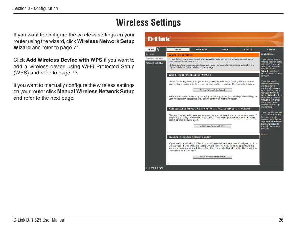 Wireless settings | D-Link DIR-825 User Manual | Page 30 / 108