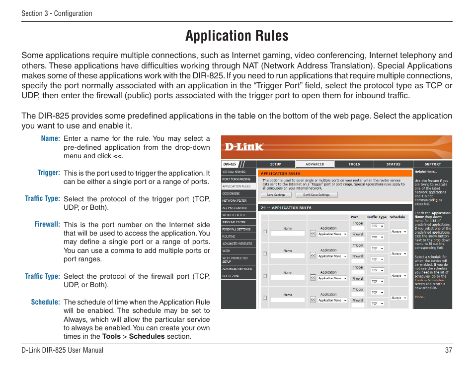 Application rules | D-Link DIR-825 User Manual | Page 41 / 108