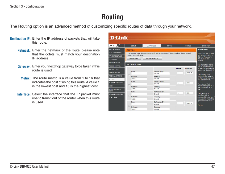Routing | D-Link DIR-825 User Manual | Page 51 / 108