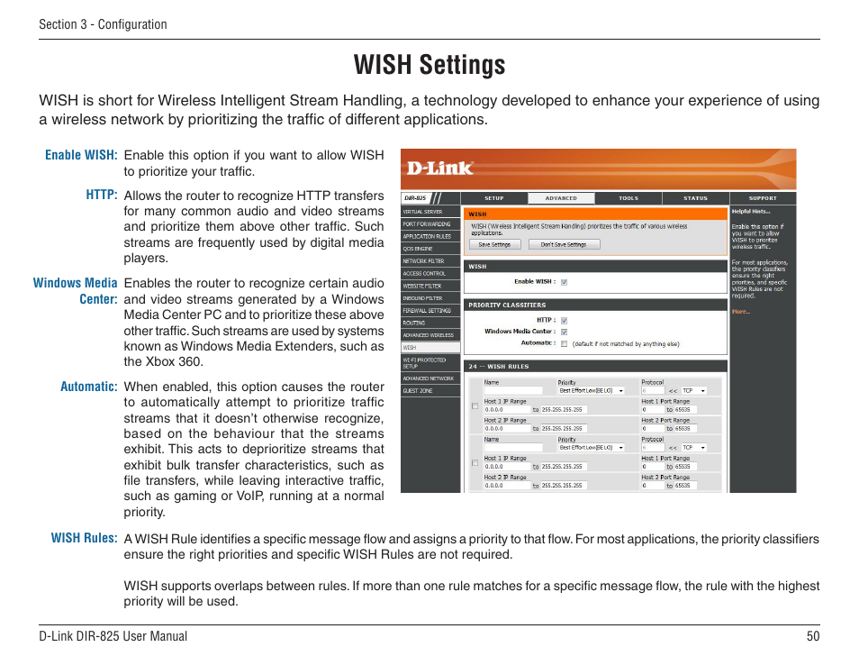 Wish settings | D-Link DIR-825 User Manual | Page 54 / 108