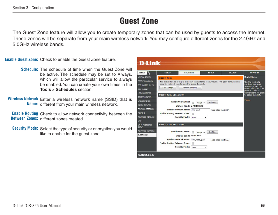 Guest zone | D-Link DIR-825 User Manual | Page 59 / 108