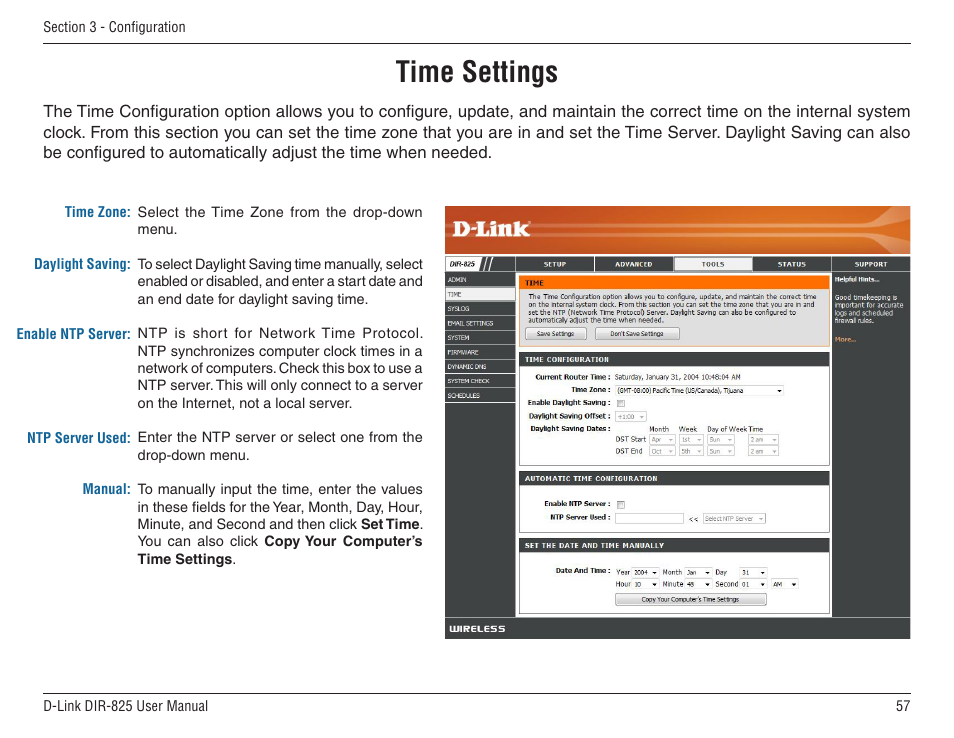 Time settings | D-Link DIR-825 User Manual | Page 61 / 108