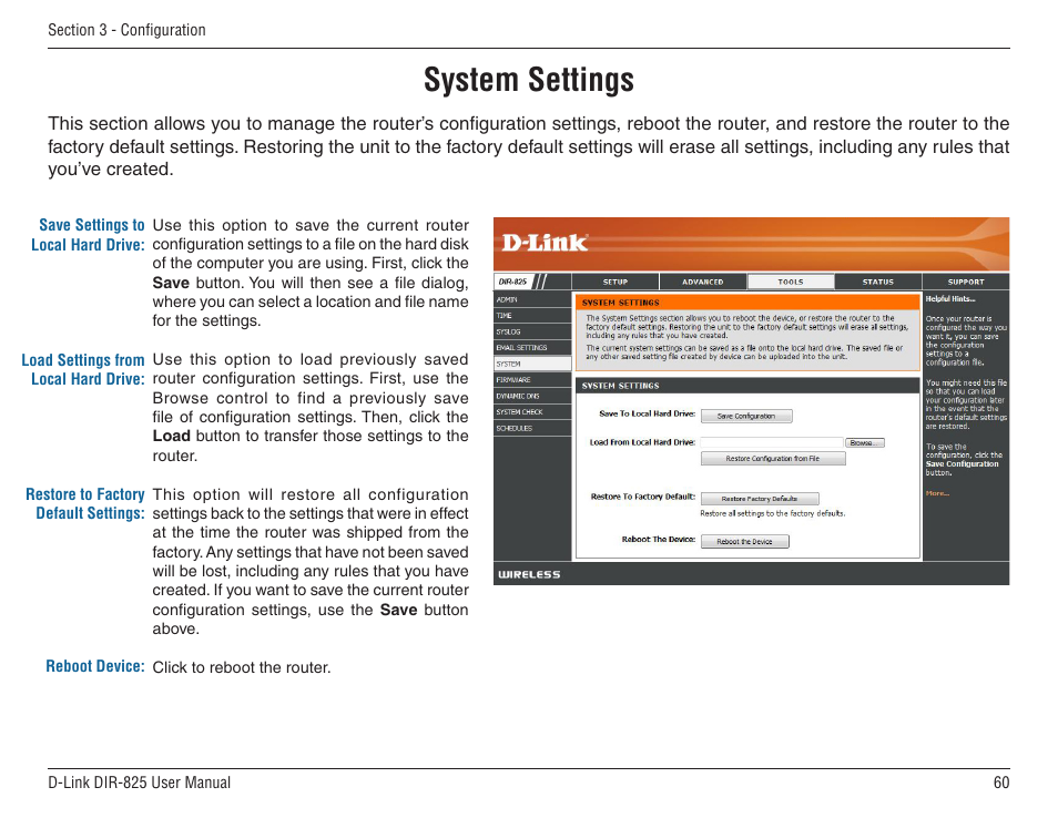 System settings | D-Link DIR-825 User Manual | Page 64 / 108