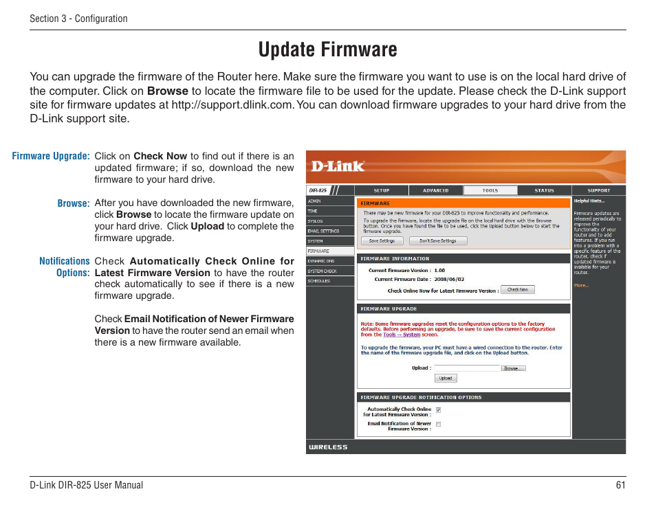 Update firmware | D-Link DIR-825 User Manual | Page 65 / 108