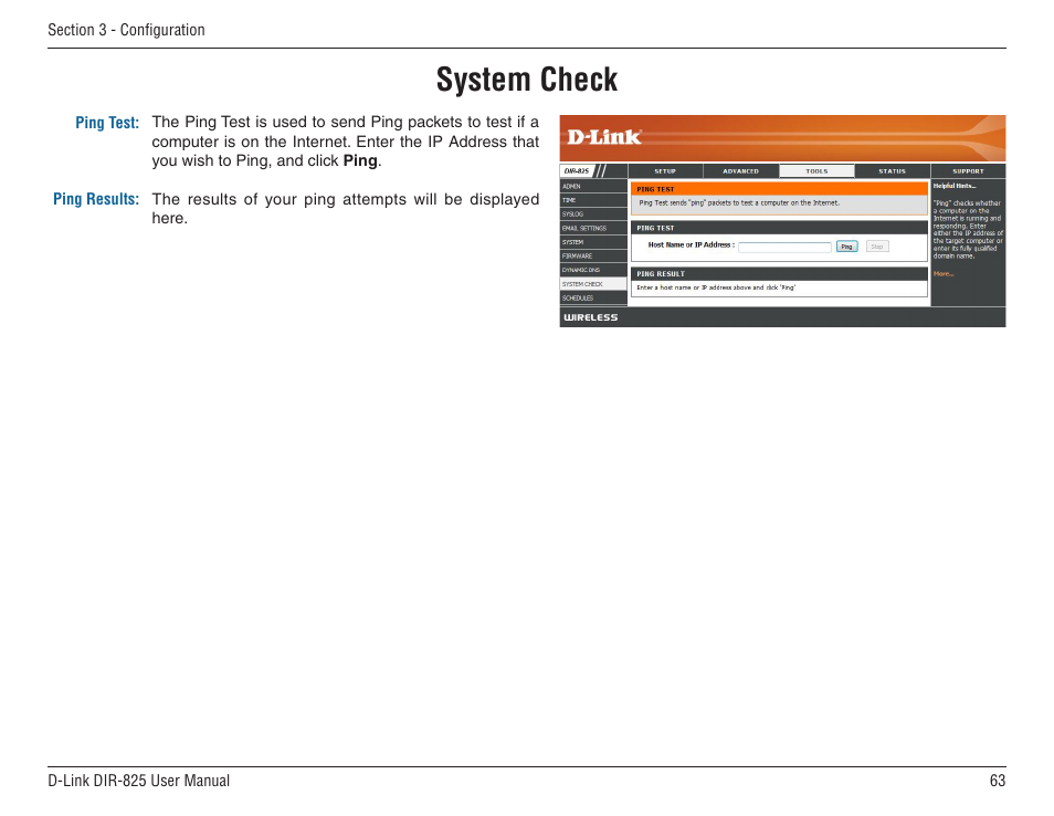 System check | D-Link DIR-825 User Manual | Page 67 / 108