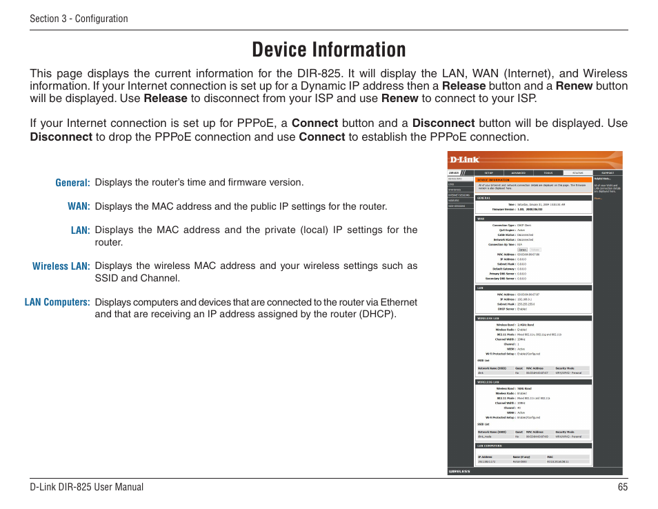 Device information | D-Link DIR-825 User Manual | Page 69 / 108