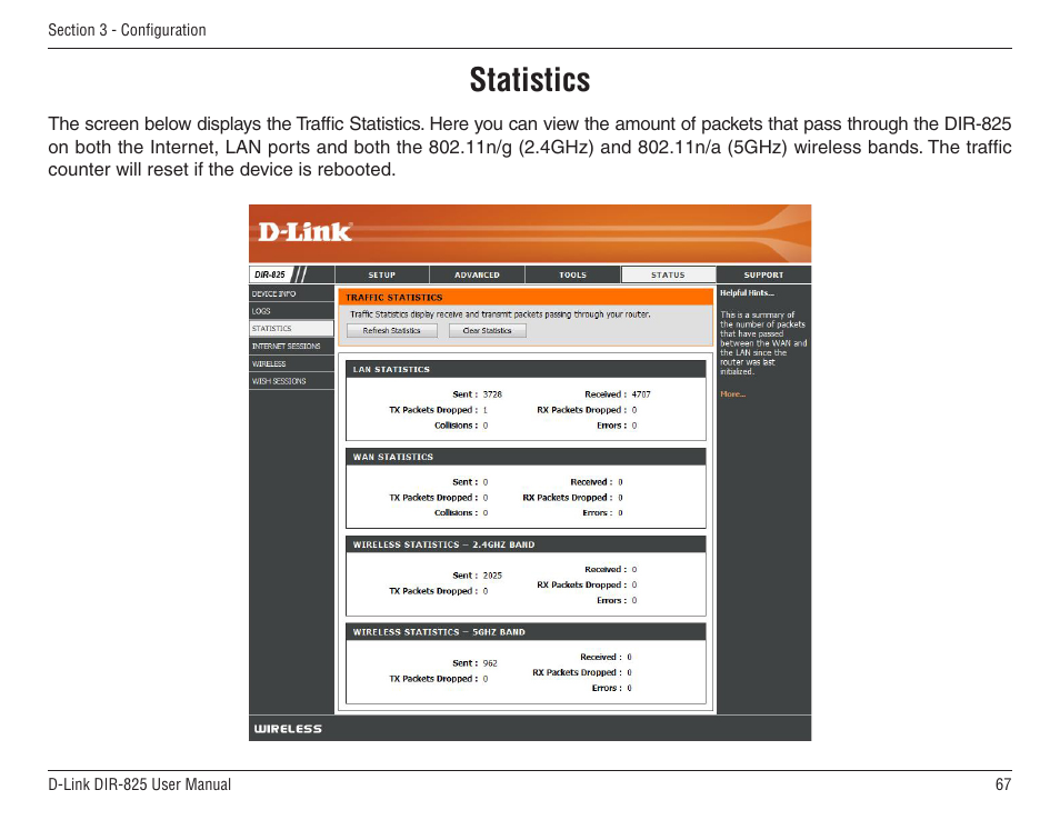 Statistics | D-Link DIR-825 User Manual | Page 71 / 108