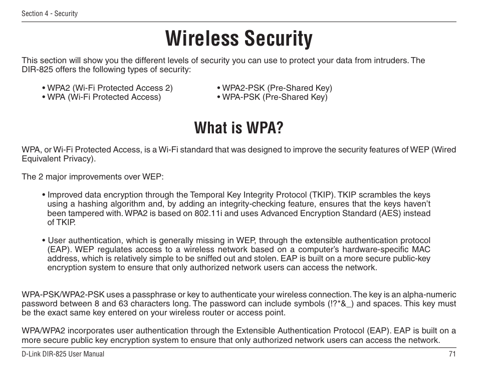 Wireless security, What is wpa, Wireless.security | D-Link DIR-825 User Manual | Page 75 / 108