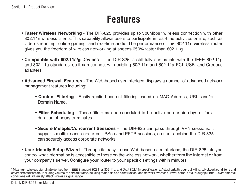 Features | D-Link DIR-825 User Manual | Page 8 / 108