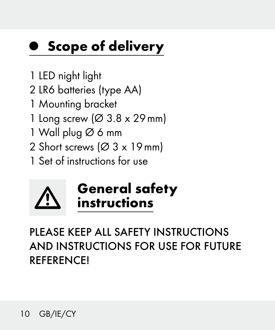 Scope of delivery, General safety instructions | Livarno 100933-14-02 User Manual | Page 10 / 41