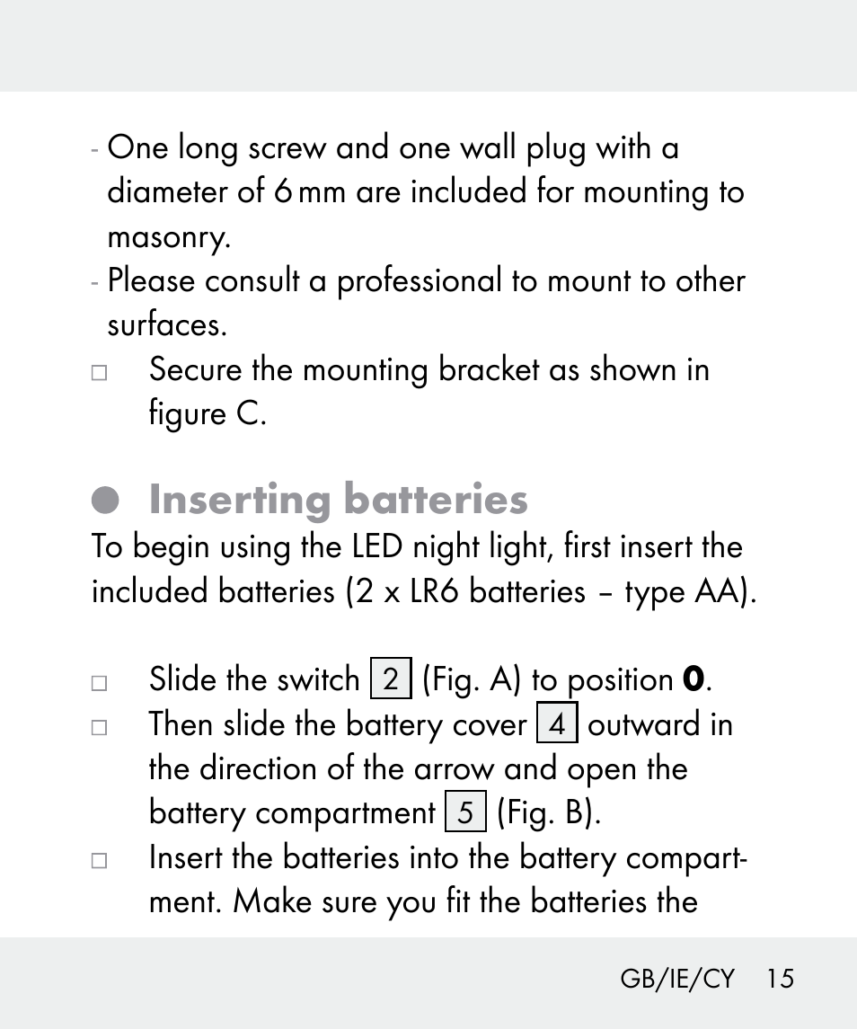 Inserting batteries | Livarno 100933-14-02 User Manual | Page 15 / 41