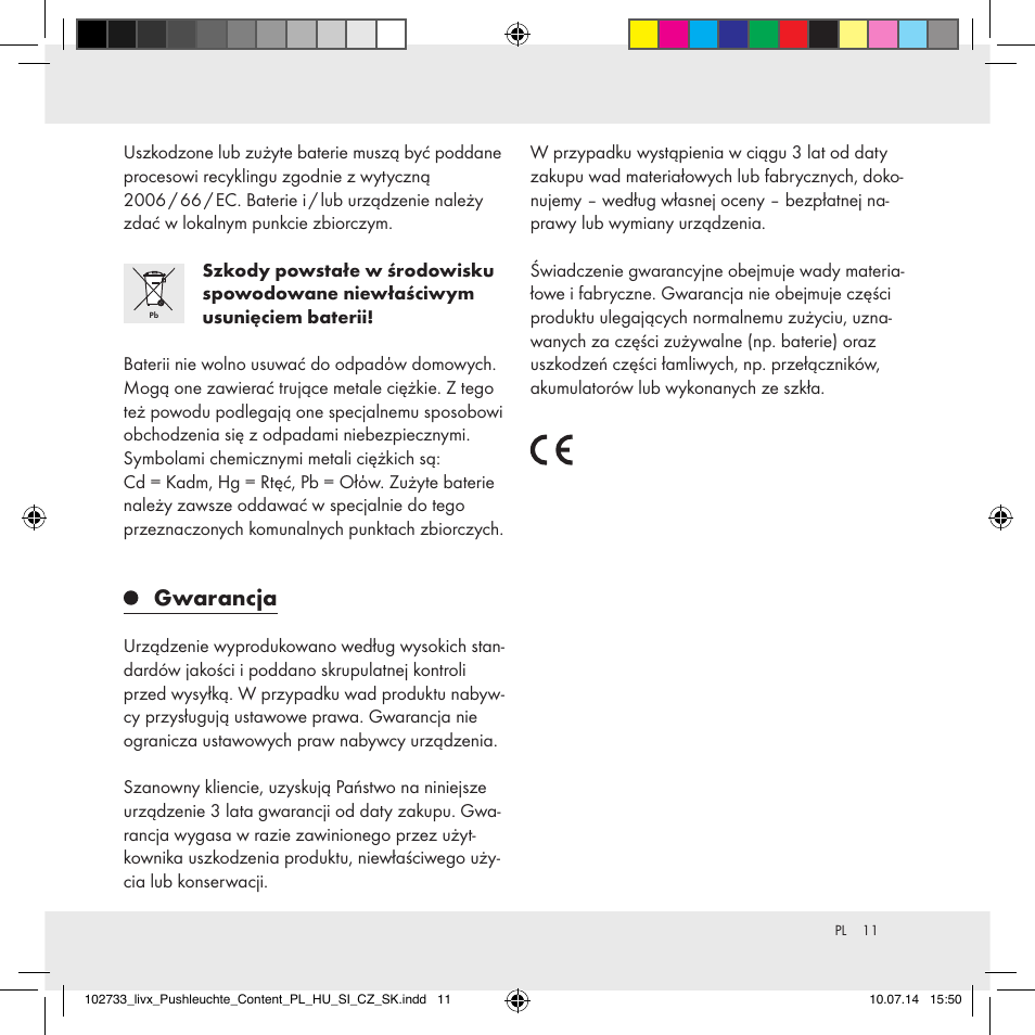Gwarancja | Livarno 102733-14-01/102733-14-02 User Manual | Page 11 / 32