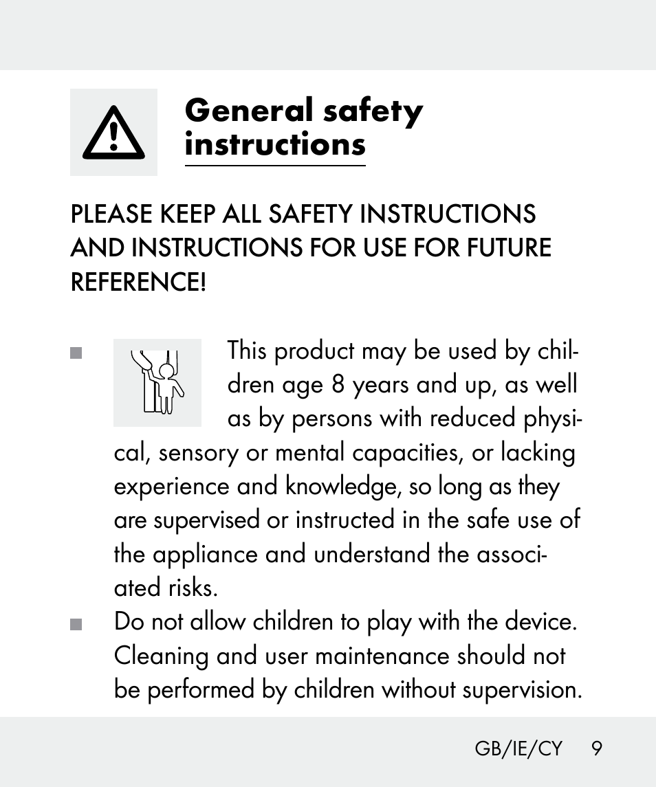 General safety instructions | Livarno 100933-14-03-BS User Manual | Page 9 / 28