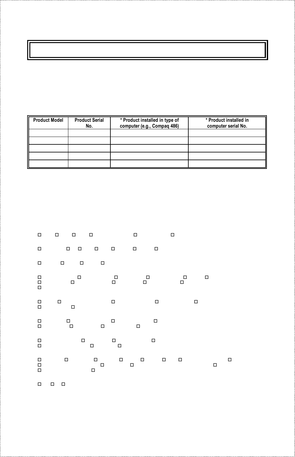 Registration card, Product was purchased from | D-Link DES-1008M User Manual | Page 49 / 50