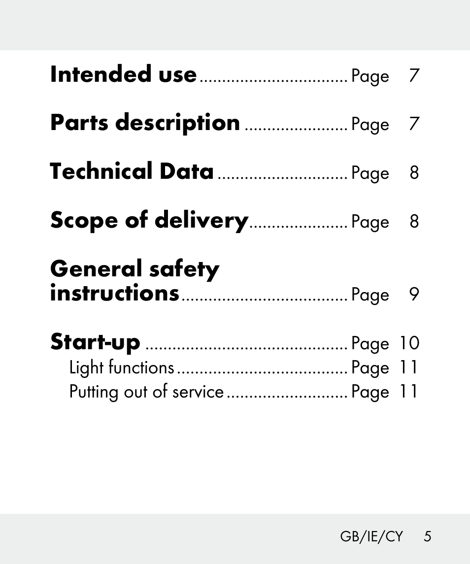 Intended use, Parts description, Technical data | Scope of delivery, General safety instructions, Start-up | Livarno 100933-14-04-BS User Manual | Page 5 / 27